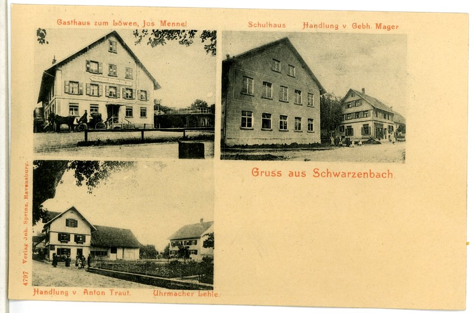 04797-Schwarzenbach-1903-Schulhaus Gasthaus-Brück & Sohn Kunstverlag
