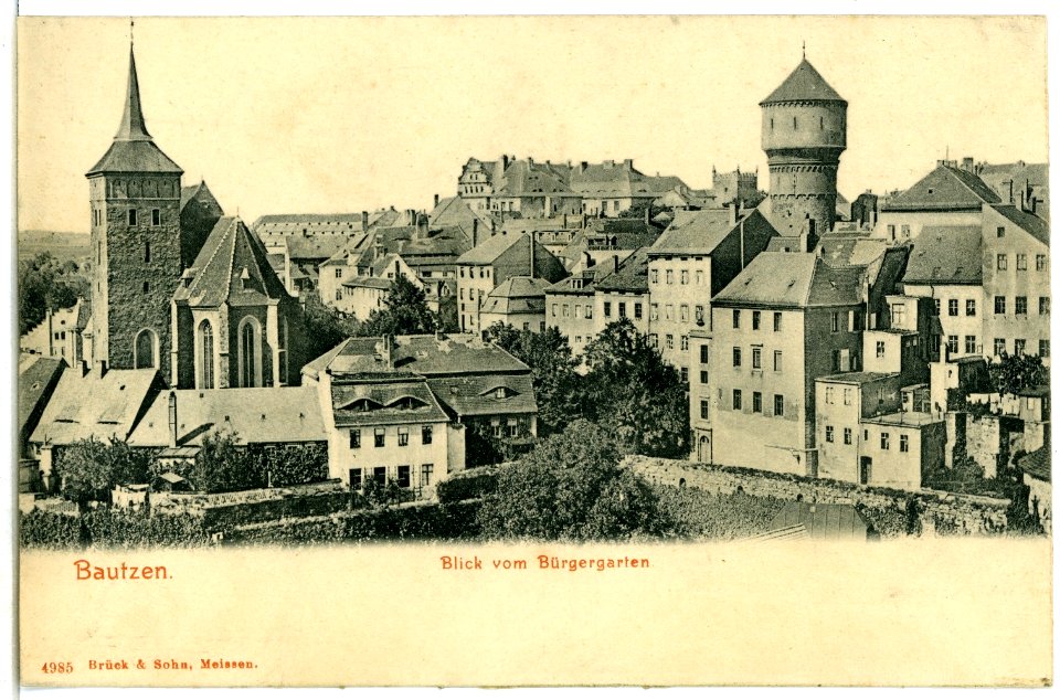 04985-Bautzen-1903-Blick vom Bürgergarten auf die Stadt-Brück & Sohn Kunstverlag