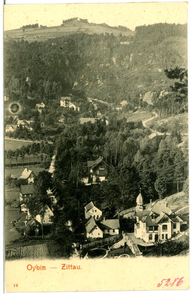 05286-Oybin-1904-Blick auf die Stadt-Brück & Sohn Kunstverlag