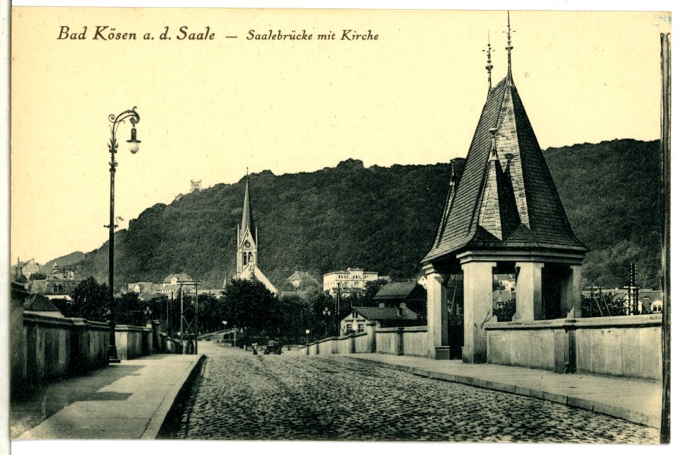 06151-Bad Kösen-1905-Saalebrücke mit Kirche-Brück & Sohn Kunstverlag