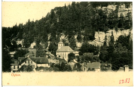 05283-Oybin-1904-Blick zur Kirche-Brück & Sohn Kunstverlag