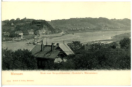 05154-Meißen-1904-Blick vom Bergschlößchen auf die Elbe mit Dampfer-Brück & Sohn Kunstverlag