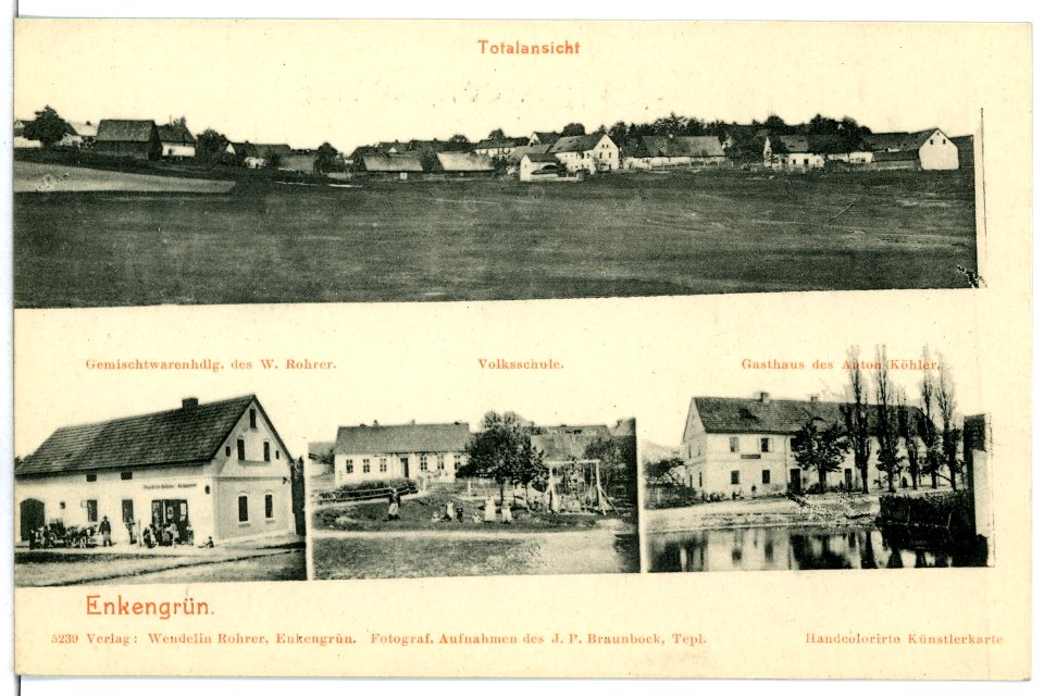 05239-Enkengrün-1904-Volksschule, Gasthaus, Gemischtwarenhandlung-Brück & Sohn Kunstverlag