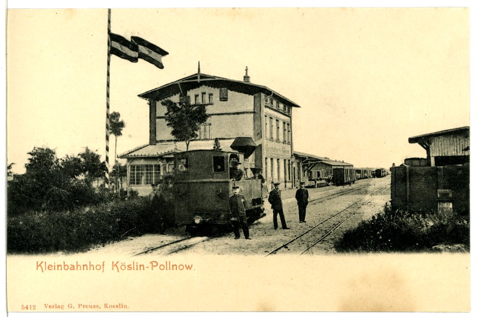 05412-Köslin - Pollnow-1904-Kleinbahnhof mit Lokomotive-Brück & Sohn Kunstverlag