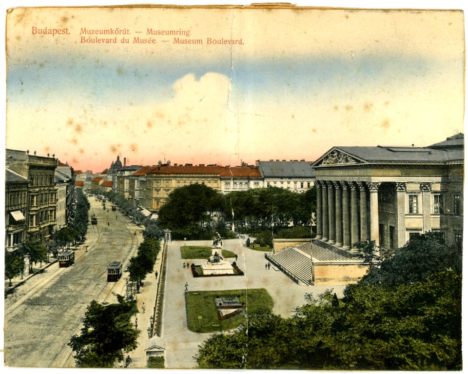 05645-Budapest-1904-Museumring mit Straßenbahn-Brück & Sohn Kunstverlag