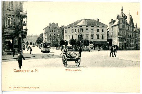 05364-Cannstadt-1904-Wilhelmsplatz mit Straßenbahn-Brück & Sohn Kunstverlag