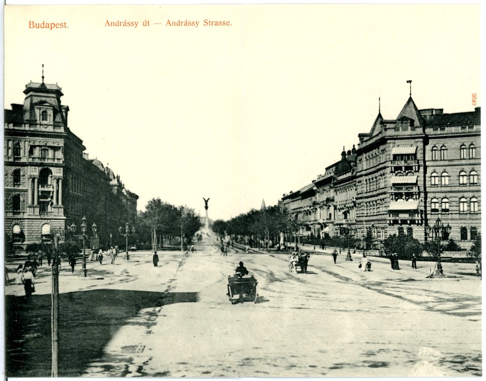 05640-Budapest-1904-Andrassy Straße mit Pferdewagen-Brück & Sohn Kunstverlag