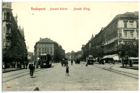 05465-Budapest-1904-Josefsring mit Straßenbahnen und Fuhrwerken-Brück & Sohn Kunstverlag