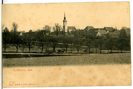 05544-Gröbern-1904-Blick zur Kirche-Brück & Sohn Kunstverlag