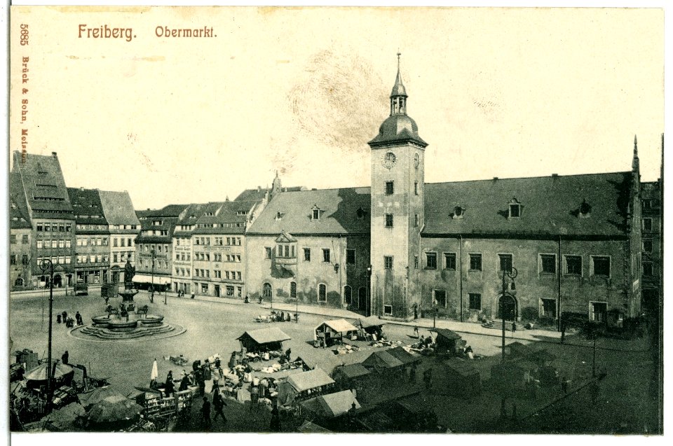 05685-Freiberg-1905-Obermarkt mit Markttreiben-Brück & Sohn Kunstverlag