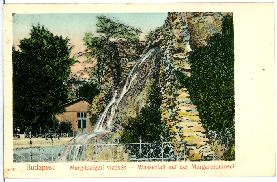 05470-Budapest-1904-Wasserfall auf der Margareteninsel-Brück & Sohn Kunstverlag