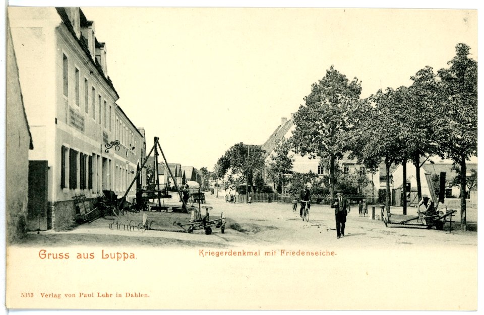 05353-Luppa-1904-Kriegerdenkmal mit Friedenseiche-Brück & Sohn Kunstverlag