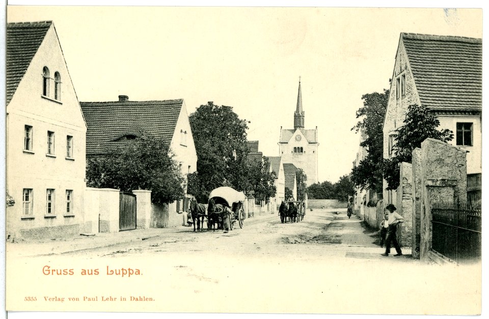 05355-Luppa-1904-Straße mit Pferdewagen-Brück & Sohn Kunstverlag
