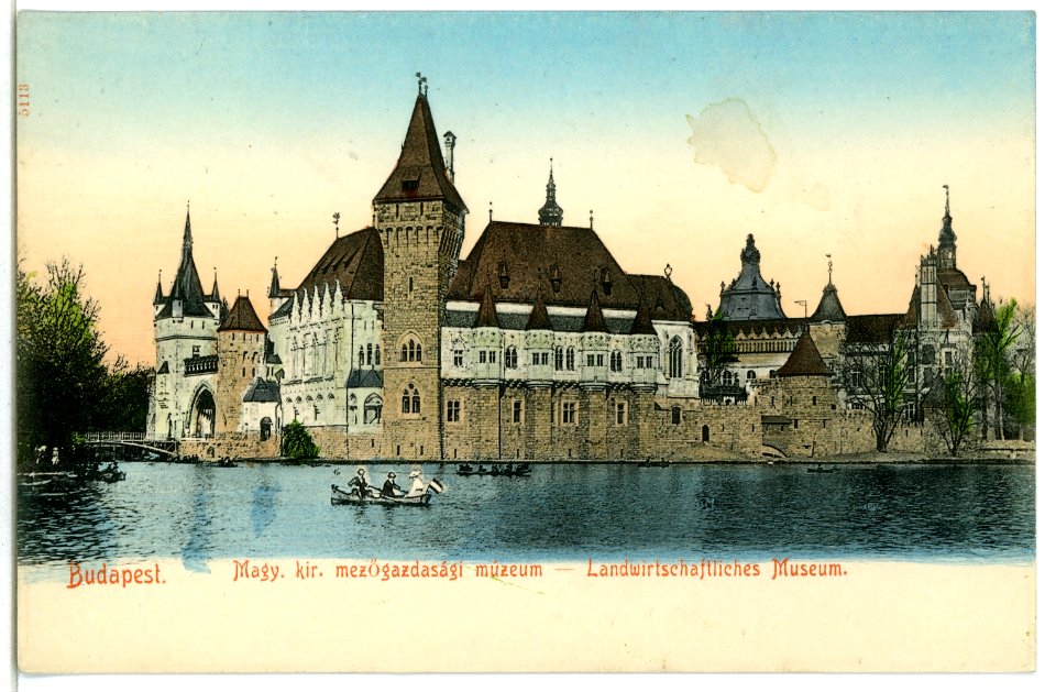 05113-Budapest-1904-Landwirtschaftliches Museum, See mit Ruderkähnen-Brück & Sohn Kunstverlag