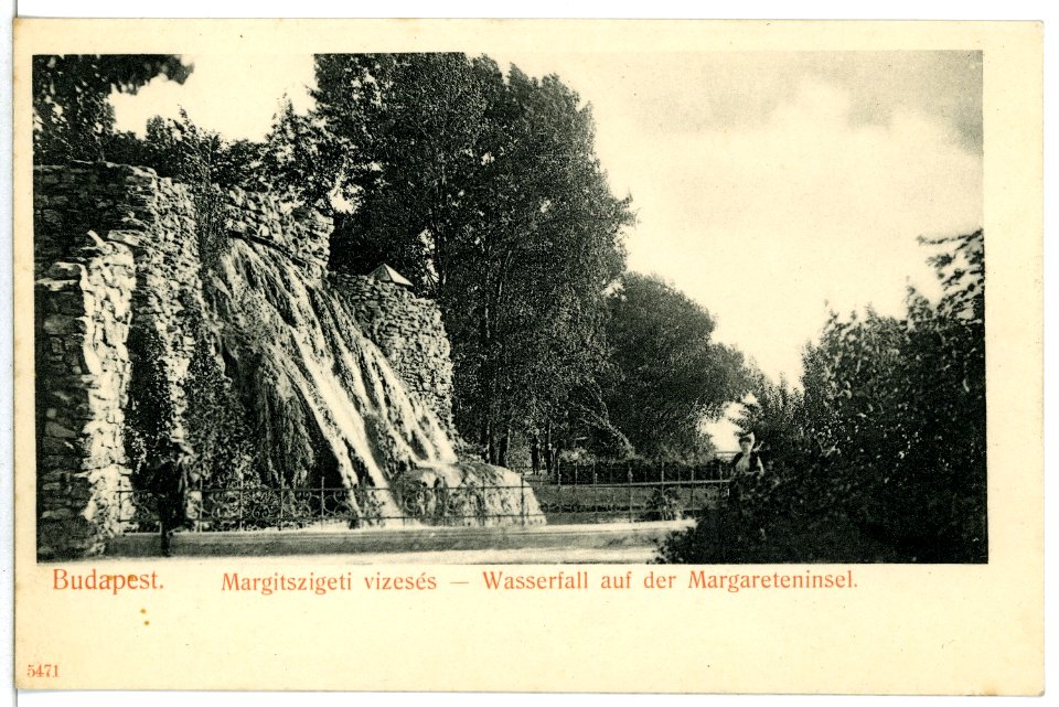 05471-Budapest-1904-Wasserfall auf der Margareteninsel-Brück & Sohn Kunstverlag