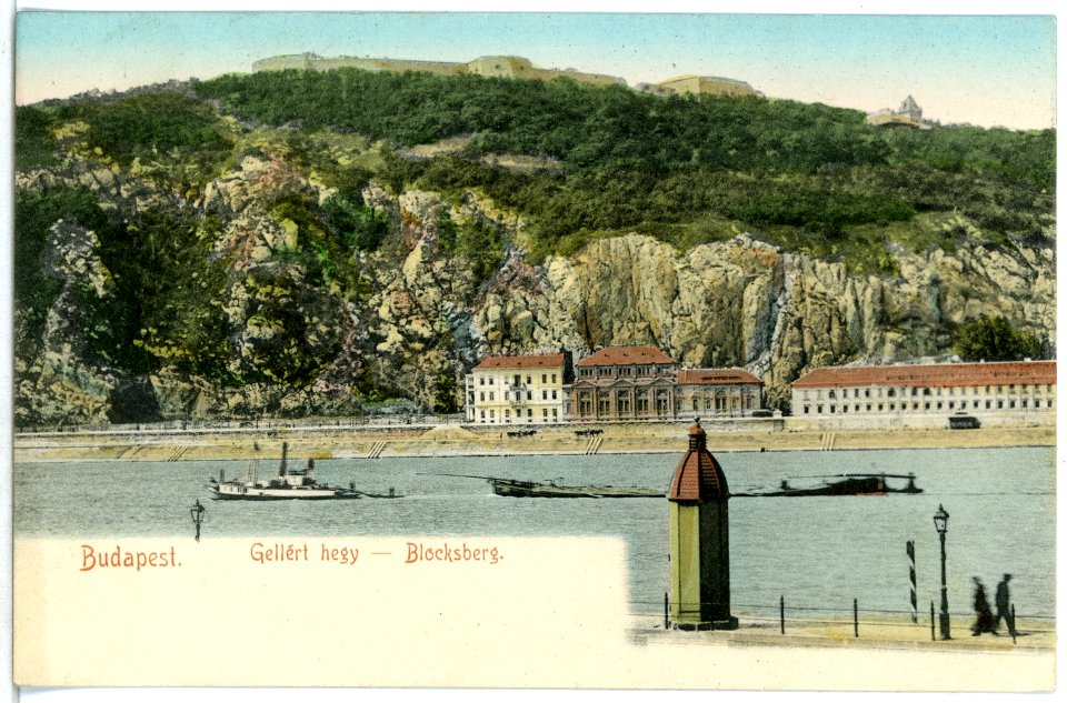 05324-Budapest-1904-Blick über die Donau mit Schleppzug zum Blocksberg-Brück & Sohn Kunstverlag