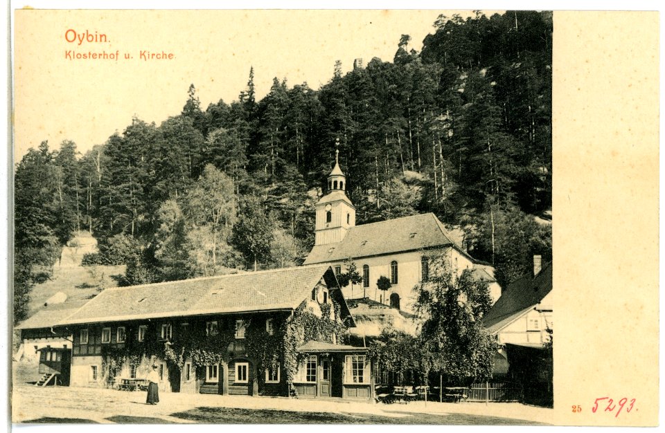 05293-Oybin-1904-Klosterhof und Kirche-Brück & Sohn Kunstverlag