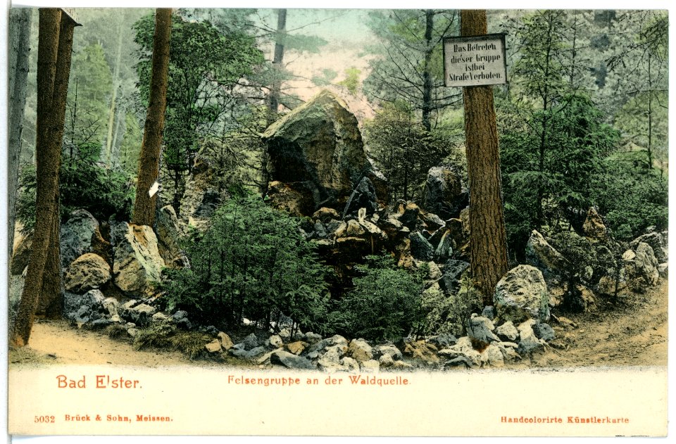 05032-Bad Elster-1904-Felsengruppe an der Waldquelle-Brück & Sohn Kunstverlag