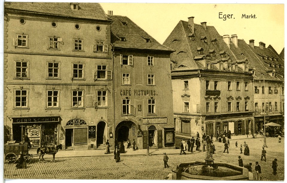 13715-Eger-1912-Markt mit Cafe Pistorius-Brück & Sohn Kunstverlag