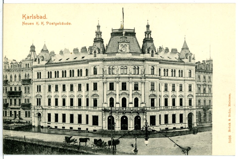 05036-Karlsbad-1904-Neue K. K. Postgebäude-Brück & Sohn Kunstverlag
