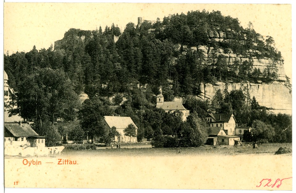 05285-Oybin-1904-Blick zum Berg-Brück & Sohn Kunstverlag