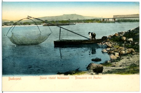 05433-Budapest-1904-Donaubild mit Fischerkahn-Brück & Sohn Kunstverlag