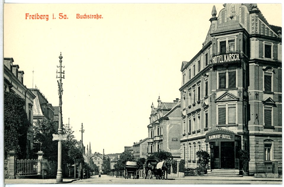 14065-Freiberg-1912-Buchstraße mit Hotel Karsch-Brück & Sohn Kunstverlag