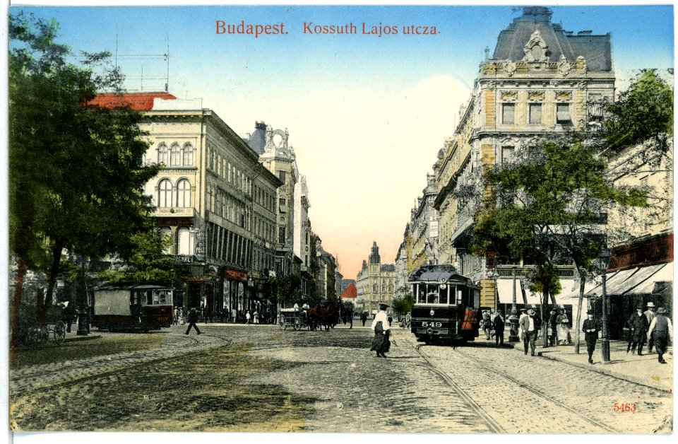 05463-Budapest-1904-Lajos Kossuth Gasse mit Straßenbahn-Brück & Sohn Kunstverlag