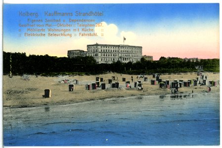 14372-Kolberg-1912-Kaufmanns Strandhotel mit Ostseestrand-Brück & Sohn Kunstverlag