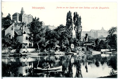 13902-Weißenfels-1912-Schloß und Bergschule - Saale mit Ruderkahn-Brück & Sohn Kunstverlag