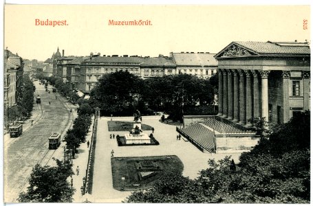 05325-Budapest-1904-Museumring mit Straßenbahnen-Brück & Sohn Kunstverlag