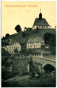 13781-Oberneuschönberg-1912-Kirche und Brücke-Brück & Sohn Kunstverlag