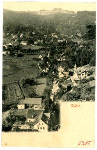 05280-Oybin-1904-Blick auf den Ort-Brück & Sohn Kunstverlag