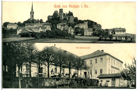14136-Stolpen-1912-Schloßrestaurant - Stadtansicht-Brück & Sohn Kunstverlag