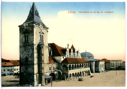 13682-Löcse-1911-Varoshaza es az ag. ev. templom-Brück & Sohn Kunstverlag