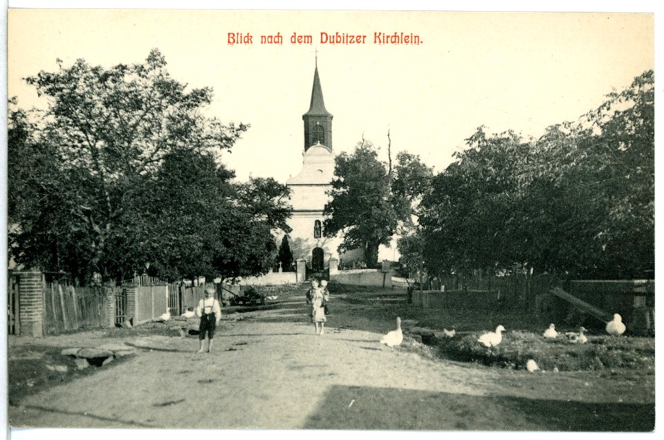 12772-Dubitz-1911-Blick nach dem Dubitzer Kirchlein-Brück & Sohn Kunstverlag
