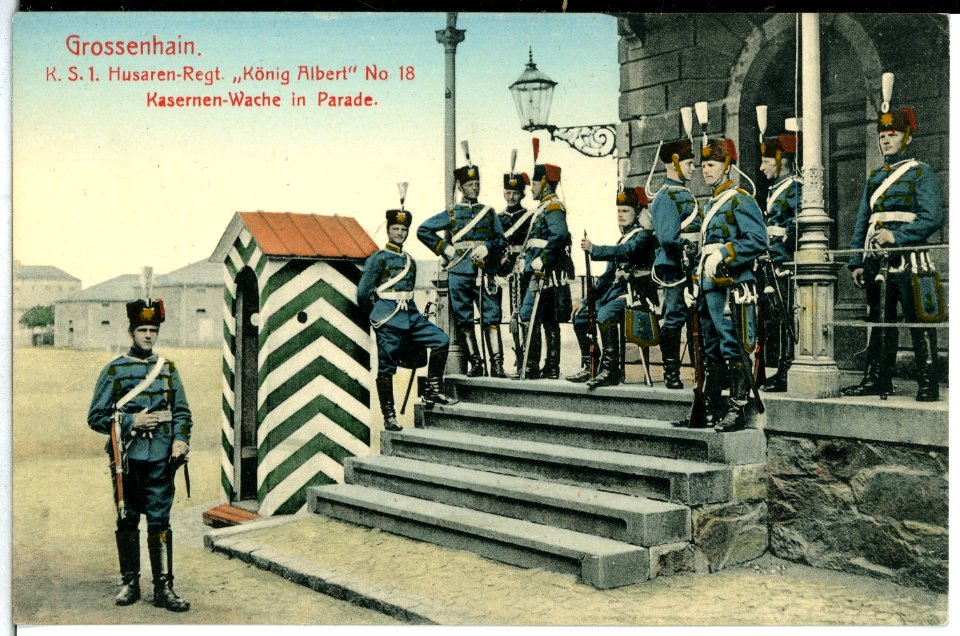 13827-Großenhain-1912-1. Husaren-Regiment Kasernenwache-Brück & Sohn Kunstverlag