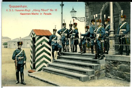 13827-Großenhain-1912-1. Husaren-Regiment Kasernenwache-Brück & Sohn Kunstverlag