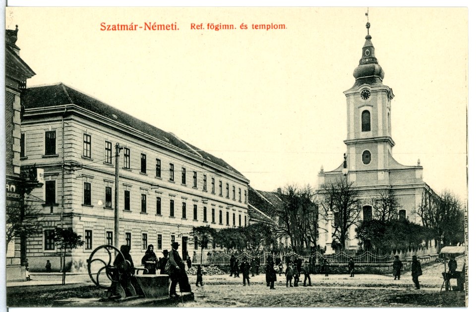 13461-Szatmar-Nemeti-1911-Ref. fögimn. es templom-Brück & Sohn Kunstverlag