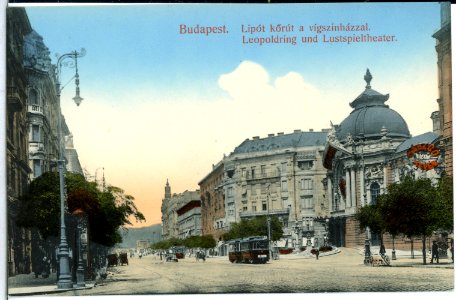 13760-Budapest-1912-Leopoldring und Lustspieltheater mit Straßenbahnen-Brück & Sohn Kunstverlag