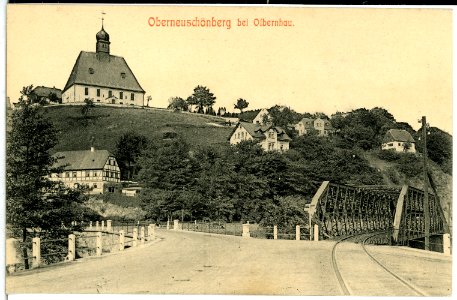 13780-Oberneuschönberg-1912-Kirche und Brücke-Brück & Sohn Kunstverlag