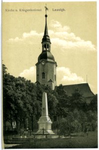 13993-Lausigk-1912-Kirche und Kriegerdenkmal-Brück & Sohn Kunstverlag