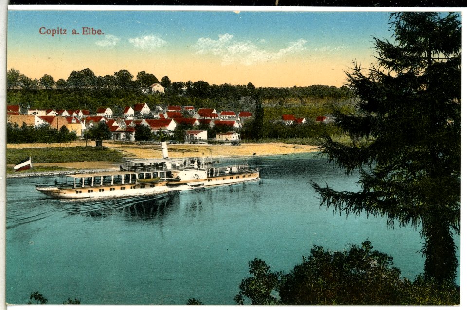 14019-Copitz-1912-Copitz mit Elbe und Dampfer-Brück & Sohn Kunstverlag