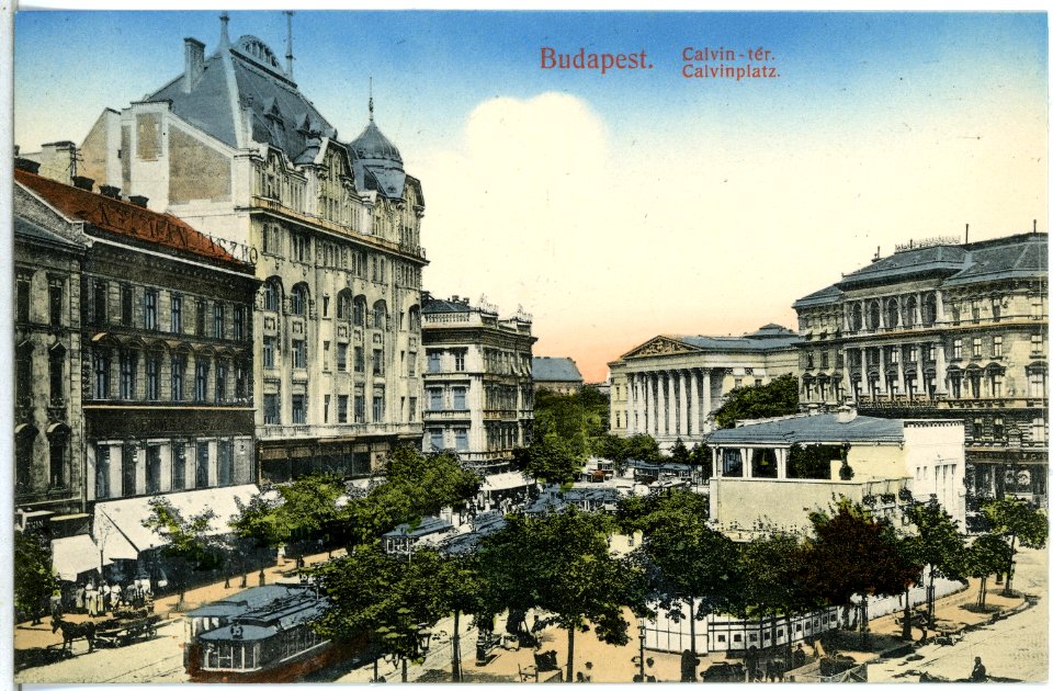 13774-Budapest-1912-Calvinplatz mit Straßenbahnen-Brück & Sohn Kunstverlag