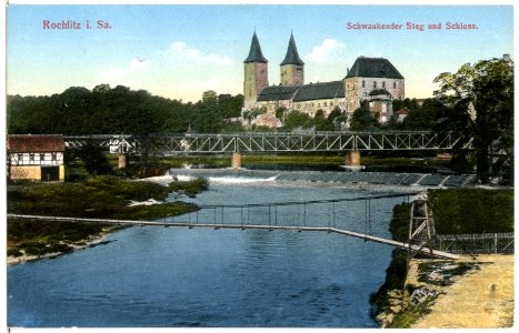 13739-Rochlitz-1912-Schloß und schwankender Steg-Brück & Sohn Kunstverlag