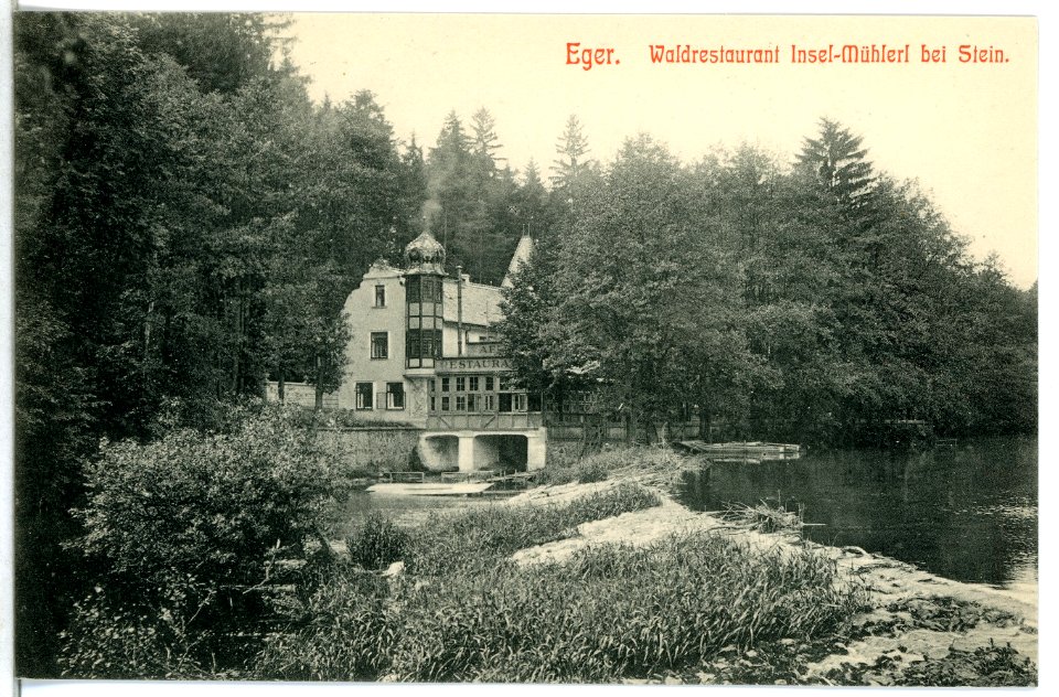 13792-Eger-1912-Waldrestaurant Insel Mühlerl bei Stein-Brück & Sohn Kunstverlag