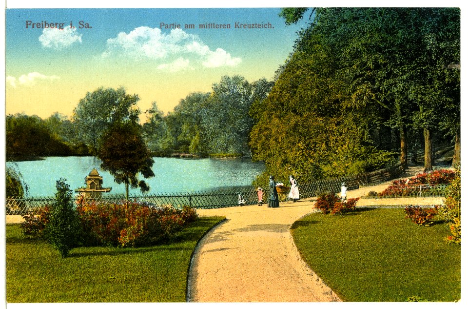 12792-Freiberg-1911-Partie am mittleren Kreuzteich-Brück & Sohn Kunstverlag