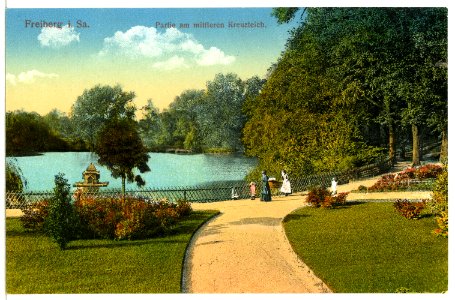 12792-Freiberg-1911-Partie am mittleren Kreuzteich-Brück & Sohn Kunstverlag