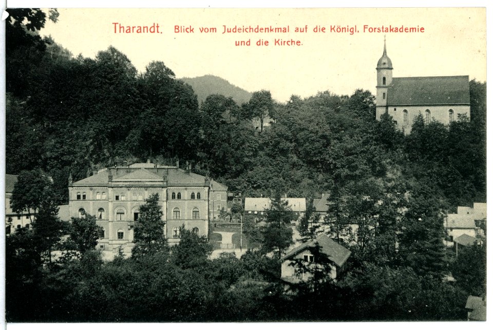 13610-Tharandt-1911-Blick auf die Forstakademie und die Kirche-Brück & Sohn Kunstverlag