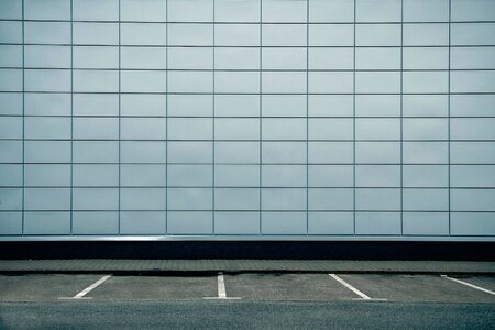Parking blue road blue wall